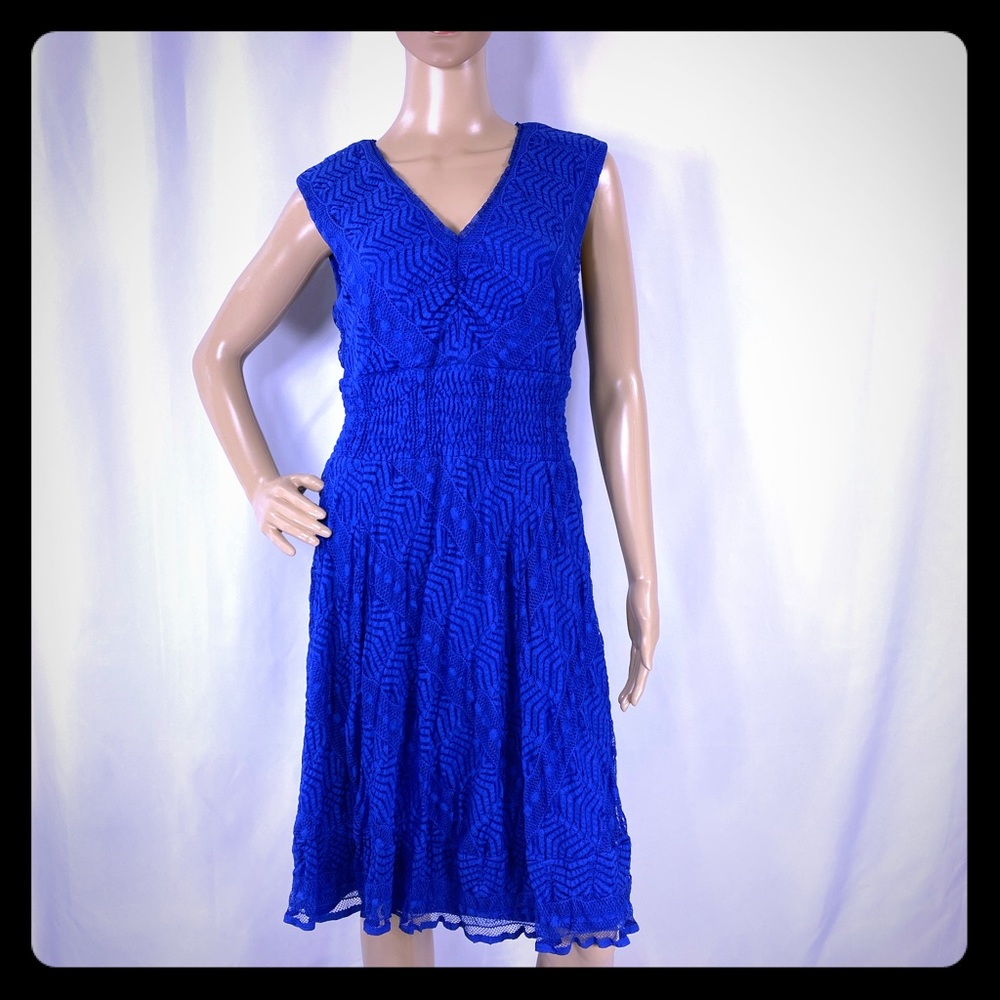 Lapis Blue Stretchy Lace Pullover Dress size Med